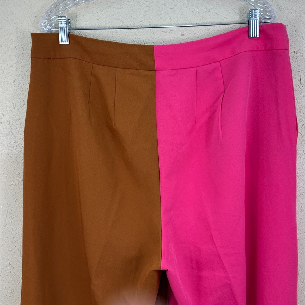 Eloquii Pink and Brown Straight-Leg Colorblock Pants size 14 - Picture 8 of 9